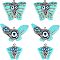 6Pcs 3 Style Synthetic Turquoise Pendants, with Polymer Clay Rhinestones, Evil Eye Resin and Gunmetal Iron Loop, Dyed, Butterfly, Turquoise, 2pcs/style