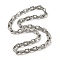 Non-Tarnish 201 Stainless Steel Boston Link Chain Necklace, Rectangle, Stainless Steel Color, 22.05 inch(56cm)