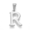 Non-Tarnish 304 Stainless Steel Pendants, Stainless Steel Color, Initial Letter.R, 20x14x1.8mm, Hole: 3x7mm