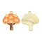 Alloy Enamel Pendants, Cadmium Free & Nickel Free & Lead Free, Golden, Tree Charm, Orange, 30x26.5x1.5mm, Hole: 2mm