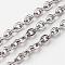 Tarnish Resistant 304 Stainless Steel Cable Chains, Unwelded, Flat Oval, Stainless Steel Color, 5x3.5mm
