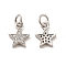 Rack Plating Brass Micro Pave Cubic Zirconia Charms, Long-Lasting Plated, Cadmium Free & Lead Free, with Jump Ring, Star Charm, Platinum, 13x10x2mm, Hole: 4mm