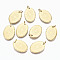 304 Stainless Steel Pendants, with Jump Rings, Oval with Star, Real 14K Gold Plated, 17.5x12.5x2mm, Jump Ring: 5x0.8mm, 3.4mm inner diameter