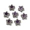 Brass Pave Natural Amethyst Multi-Strand Links, Platinum, Star, 12x12.5x7.5mm, Hole: 2x2.5mm