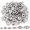 180Pcs 6 Styles 304 Stainless Steel Beads, Flat Round, Stainless Steel Color, 4~10x1~2mm, Hole: 1.2~3mm, 30pcs/style