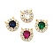 Brass Micro Pave Cubic Zirconia Charms, Flat Round, Lead Free & Cadmium Free, Long-Lasting Plated, Real 18K Gold Plated, Rack Plating, Mixed Color, 9x9x4mm, Hole: 0.6mm