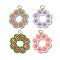 Seed Beads Beaded Charms, Flower Pendants, Mixed Color, 23x22x3mm, Hole: 3.4mm
