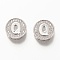 Platinum Plated Brass Micro Pave Cubic Zirconia Multi-Strand Links, Flat Round with Letter, Letter.Q, 12x4.5mm, Hole: 2mm