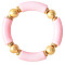 Fashionable Women's Chunky Curved Acrylic Tube Beads Stretch Bracelets, Pink