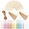 AHANDMAKER Wooden Ornaments Mixed Color Polyester Tassel Decorations Wood Bookmark Jewelry Making Kit with Unfinished Natural Wood Pendants Hemp Cord