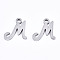 Non-Tarnish 201 Stainless Steel Charms, Laser Cut, Alphabet, Stainless Steel Color, Letter.M, 11x9.5x1mm, Hole: 1.4mm