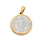PVD Vacuum Plating 304 Stainless Steel Pendants, Flat Round with Saint Benedict Medal, Golden & Stainless Steel Color, 24.5x22x2.5mm, Hole: 7.5x3.5mm