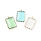 Brass with K9 Glass Pendants, Light Gold, Rectangle Charms, Mixed Color, 30.5x19x4.5mm, Hole: 1.6mm