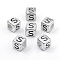 Plated Acrylic Beads, Horizontal Hole, Cube with Letter, Antique Silver, Letter.S, 6mm, Hole: 3mm