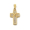 Ion Plating(IP) 304 Stainless Steel Micro Pave Cubic Zirconia Pendants, Cross Charms, Golden, 17.5x10x2.5mm, Hole: 4x2.5mm