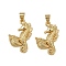 Brass Pendants, Long-Lasting Plated, Cadmium Free & Lead Free, Rack Plating, Real 18K Gold Plated, Sea Horse, 23.5x15.5x3mm, Hole: 4.5x3.5mm
