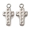 Anti-Tarnish 304 Stainless Steel Charms, Cross Charm, Stainless Steel Color, 12x6x2mm, Hole: 1.4mm