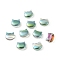 Electroplate Glass Beads, Half Plated, Cat Shape, Green Plated, 8x10x5mm, Hole: 1.2mm