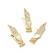 Brass Micro Pave Cubic Zirconia Pendants, Cadmium Free & Nickel Free & Lead Free, with Shell & Jump Rings, Real 18K Gold Plated, Hand, 28.5x10.5x4mm, Hole: 3.2mm