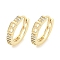 Brass Micro Pave Clear Cubic Zirconia Hoop Earrings for Women, Real 18K Gold Plated, 12.5x3mm