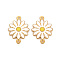 304 Stainless Steel Enamel Links Connectors, Ion Plating(IP), Golden, Flower, White, 21x15.5x2mm, Hole: 1.4mm