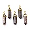 Natural Bronzite Pointed Pendants, with Random Brass Pendant Hexagon Bead Cap Bails, Golden, Bullet, 38.5~40x12~12.5x10~11mm, Hole: 3x4.5mm