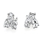 Brass Charms, Cadmium Free & Nickel Free & Lead Free, a Pair of Rabbits, Real Platinum Plated, 14x5.5x4mm, Hole: 2mm