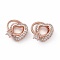 Brass Micro Pave Clear Cubic Zirconia Pendants, Cadmium Free & Nickel Free & Lead Free, Heart with Ring Charms, Rose Gold, 17mm, Hole: 8mm