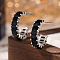 Platinum Rhodium Plated Sterling Silver Micro Pave Cubic Zirconia Ring Stud Earrings, Half Hoop Earrings, Black, 13x4mm