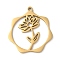 304 Stainless Steel Pendants, Flower, Golden, 23.5x21.5x1mm, Hole: 1.5mm
