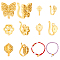 20Pcs 5Style Rack Plating Brass S Hook Clasps, Long-Lasting Plated, Polygon, Flower, Butterfly, Matte Gold Color, 5~10x5.5~11mm, Hole: 1~2.2mm, 4pcs/style
