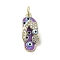 Brass Micro Pave Cubic Zirconia Pendants, with Enamel, Cadmium Free & Nickel Free & Lead Free, with Jump Ring, Real 18K Gold Plated, Slipper
 with Evil Eye, Medium Purple, 20x8.5x5.7mm, Hole: 3.2mm