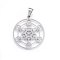 Non-Tarnish 304 Stainless Steel Pendants, Flat Round with Hexagon, Stainless Steel Color, 43x39x1.2mm, Hole: 11x6mm