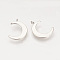 Brass Pendants, Nickel Free, Real Platinum Plated, Moon, 17x12x3mm, Hole: 1mm