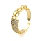 Clear Cubic Zirconia Open Cuff Rings, Cadmium Free & Lead Free, Brass Finger Rings for Women, Real 24K Gold Plated, 6.5mm