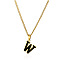 304 Stainless Steel Black Enamel Initial Pendant Twisted Chain Necklaces, Golden, Letter W, 15.75 inch(40cm)