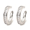 Brass with Cubic Zirconia Cuff Earrings, Round, Platinum, 14x13x3mm