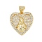 Brass Micro Pave Cubic Zirconia Pendants, Cadmium Free & Lead Free, Religion, Heart, Real 18K Gold Plated, 18.5x18x3.5mm, Hole: 4.5x3.5mm