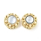 Hollow Brass Beads, Cadmium Free & Nickel Free & Lead Free, with ABS Plastic Pearl and Resin, Flower, Real 18K Gold Plated, 11x7mm, Hole: 1.2mm