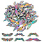 48Pcs 6 Style Rack Plating Alloy Bead, Wing, Rainbow Color, 6.5~7.5x20~36x3~4.5mm, Hole: 1.2~2mm, 8pcs/style