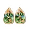 Alloy Enamel Pendants, with ABS Imitation Pearl and  Glitter Powder, Flower Shape Charms, Rack Plating, Teardrop, 31x18x5mm, Hole: 2mm