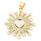 Rack Plating Brass Micro Pave Clear Cubic Zirconia Pendants, with ABS Plastic Pearl and Enamel, Long-Lasting Plated, Cadmium Free & Lead Free, Real 18K Gold Plated, Sun, 27.5x25x3mm, Hole: 4x3.5mm