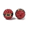 Opaque Acrylic Resin Beads, Round, with Rhinestone, Dark Red, 20mm, Hole: 2.5mm