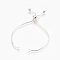 Brass Box Chain Slider Bracelet Making, Silver, 3.54 inch(90mm), 1mm, Hole: 2mm
