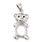 Brass Pendant Cabochon Settings, Open Back Settings with Rhinestone, Bear, Platinum, Tray: 10x8mm, 25x12x4mm, Hole: 5x3mm