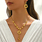 Vintage Alloy Geometric Hollow Fringe Necklace & Earrings Set for Women's Banquet, Golden