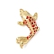 Brass Enamel Pendants, with Cubic Zirconia Fish Shape Charms, Rack Plating, Cadmium Free & Lead Free, Long-Lasting Plated, Real 18K Gold Plated, Red, 20x12x6.5mm, Hole: 0.8mm