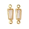 Brass Pave Clear Cubic Zirconia Connector Charms, Nickel Free, Real 18K Gold Plated, Trapezoid, 12x4x2.5mm, Hole: 1mm