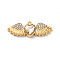 Rack Plating Alloy Rhinestone Charms, with Glass, Nickel Free, Heart with Wings, Golden, Clear, 10.5x27.5x5mm, Hole: 1.6mm