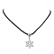 Alloy Enamel Snowflake Pendant Necklaces, with Imitation Leather Cord, Platinum, 17.60 inch(44.7cm)